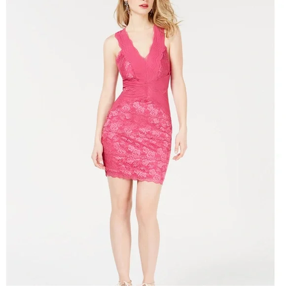 Guess | Dresses | Guess Lisette Lace Bodycon Pink Fuchsia Midi Dress Nwt Xs  | Poshmark